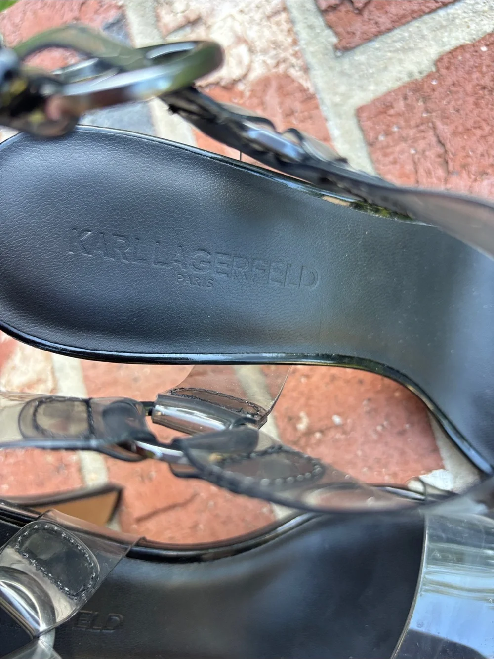Karl Lagerfeld Black Heels with Clear Straps